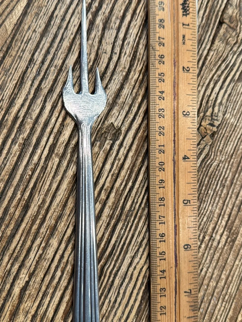 Vintage Cold Meat/Mango Steel Silver Cocktail Fork - Sleek Three-Prong